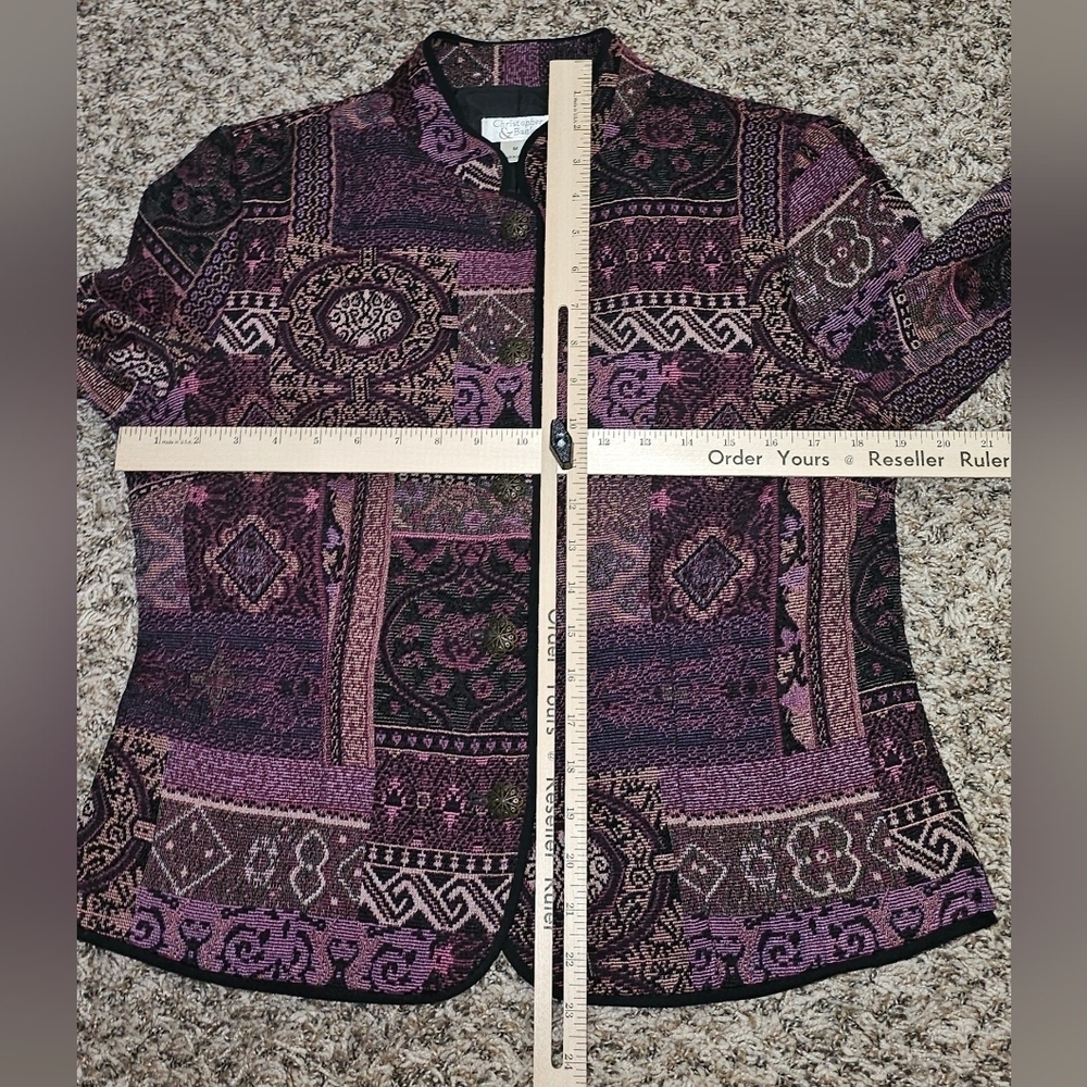 Christopher & Banks Tapestry Button Up Jacket Womens Medium Bohemian Patchwork - Picture 15 of 16